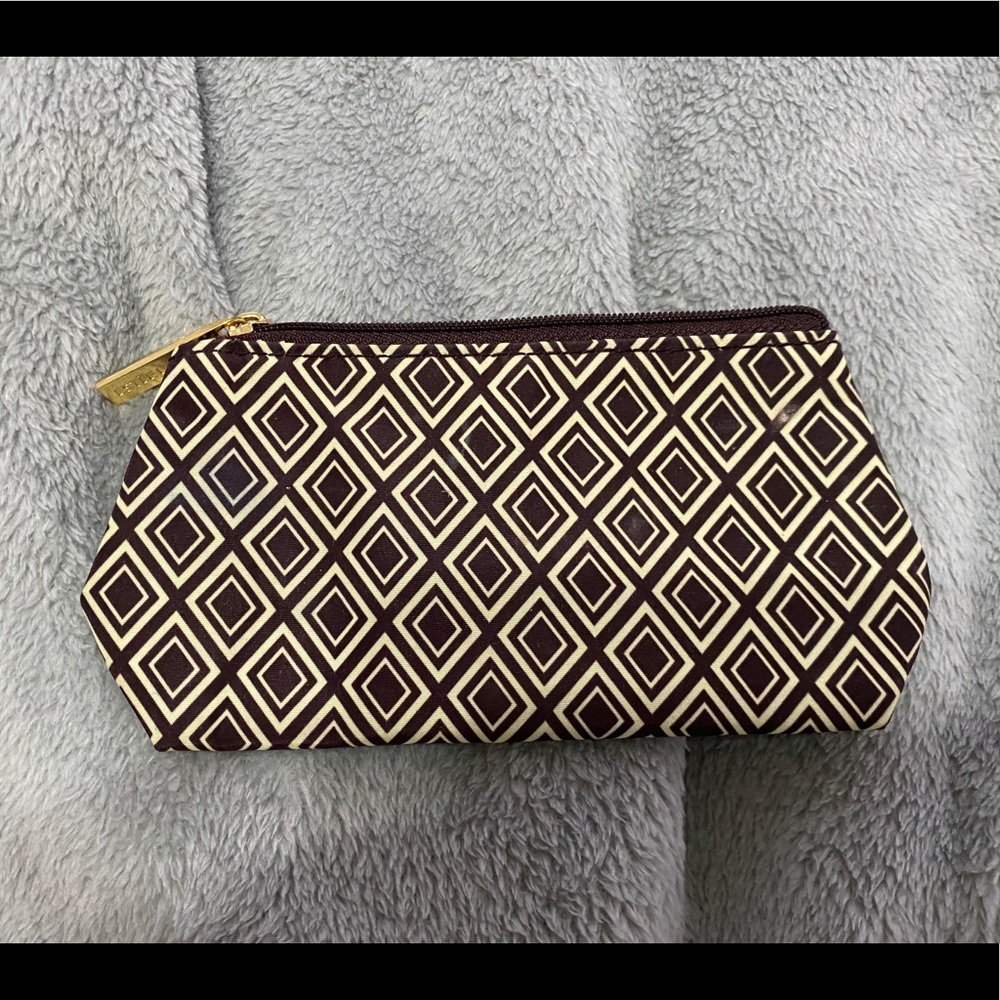 NWOT Estée Lauder Cosmetic Bag brown/ivory design
